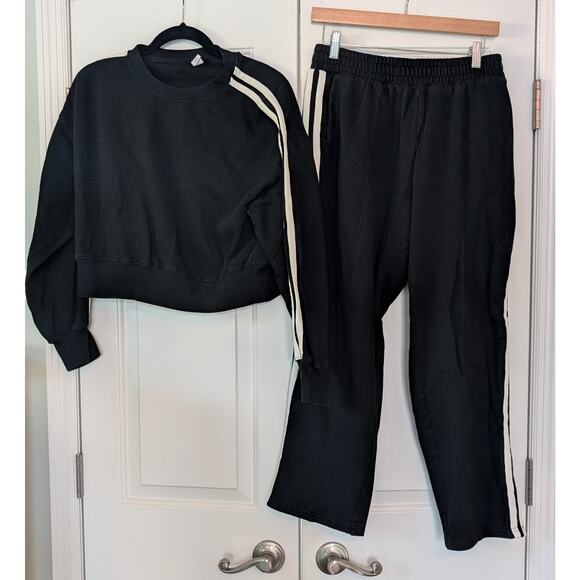 Old Navy Black and White Track Pants and Sweatshirt - Picture 1 of 8